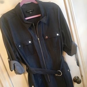 New stretchy denim color dress w/belt